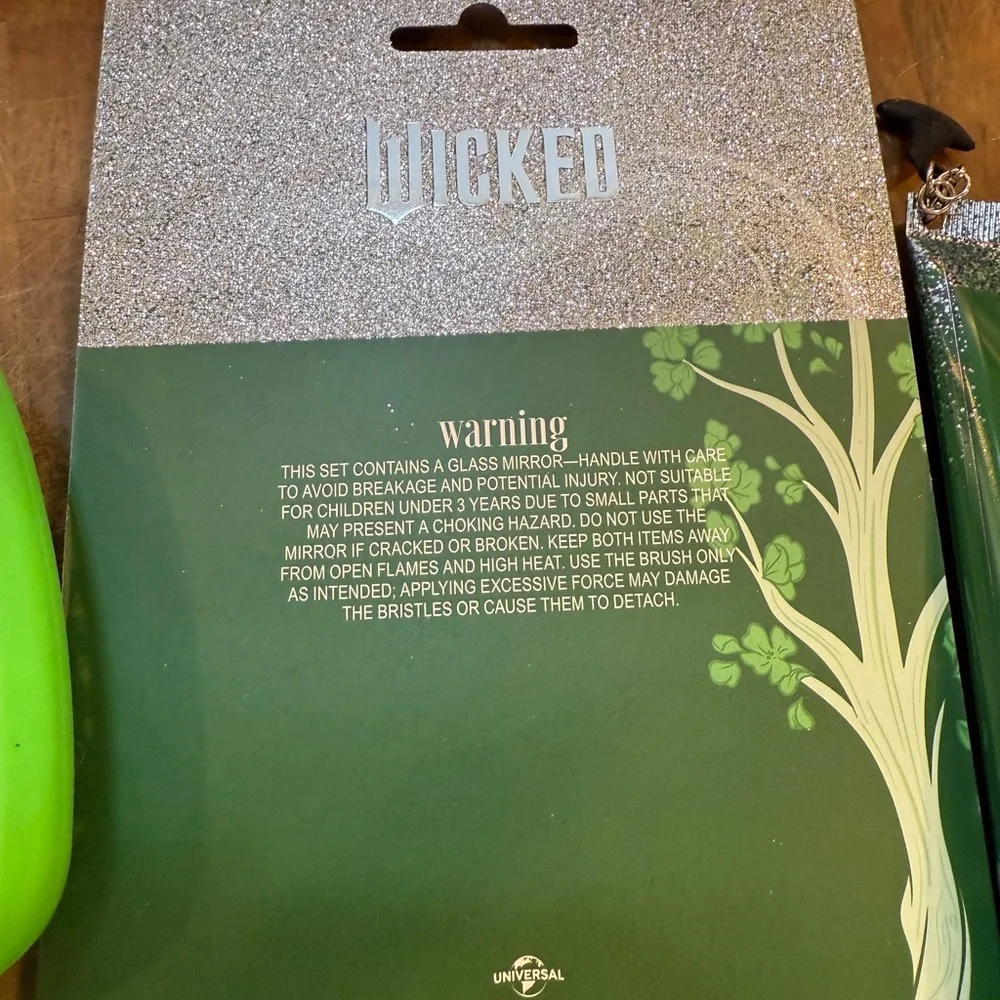 Wicked Green Hair Brush & Mirror Comb Combo with Watermelon Hand Lotion NEW